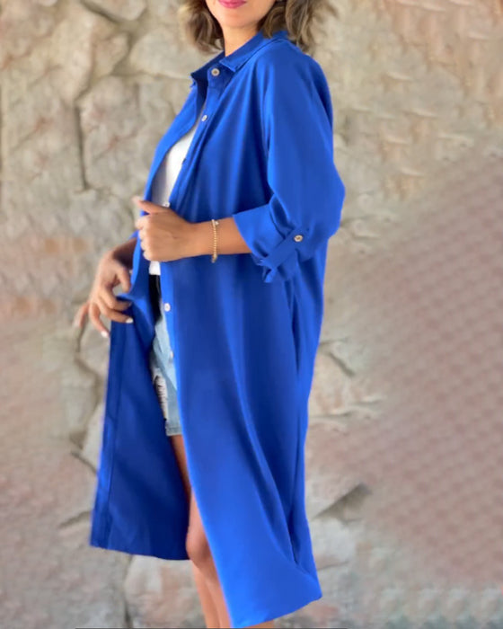 Haut à manches longues de couleur unie