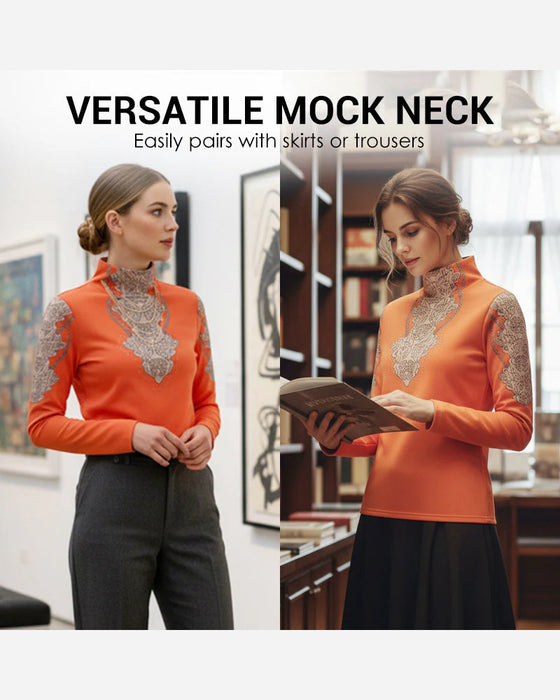 Haut Élégant Imprimé Cintré Femme Col Montant