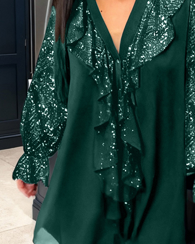 Blouses Amples Unies À Volants