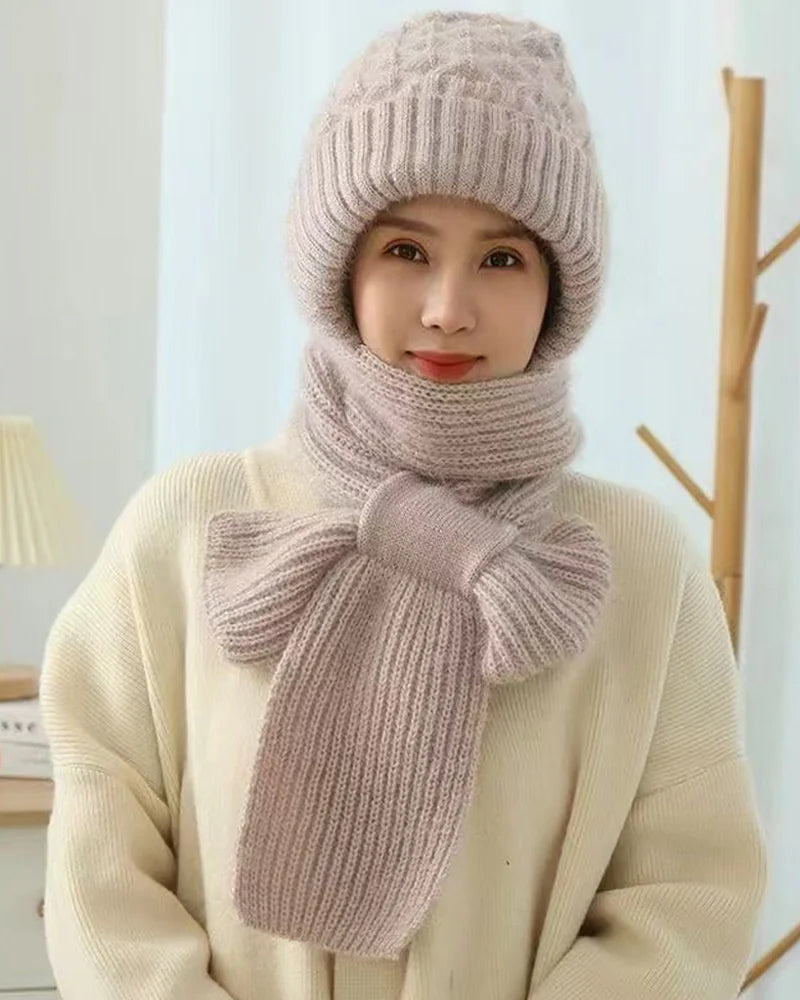 Hiver Polyvalent Tricoté À Capuche Écharpe Pour Femmes