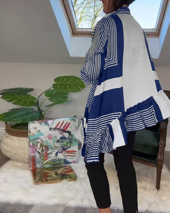 Chemise patchwork irrégulière à boutons imprimés à la mode