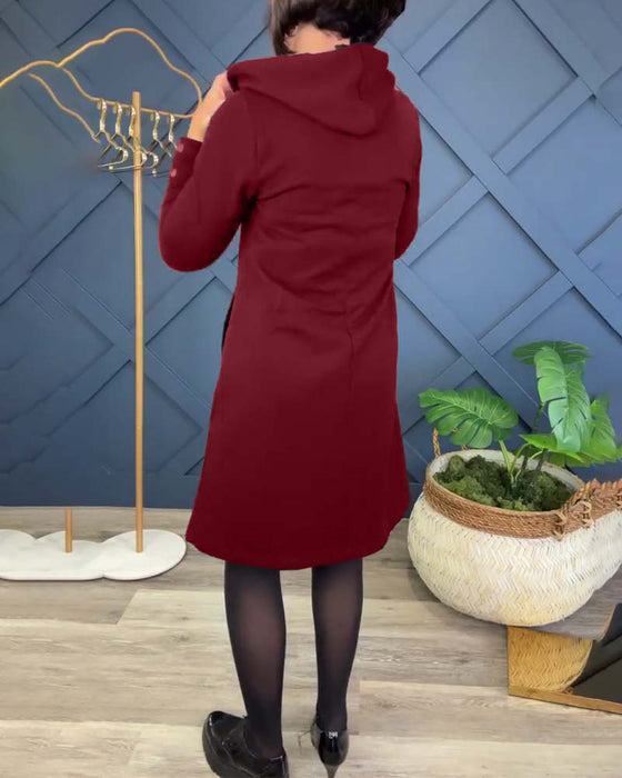 Robe décontractée à capuche zippée et imprimé cercle