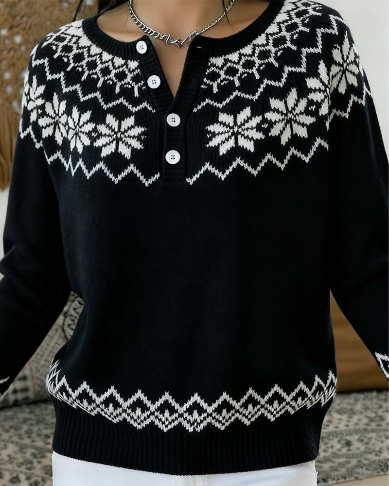 Pull Flocon De Neige Jacquard Demi-Ouvert