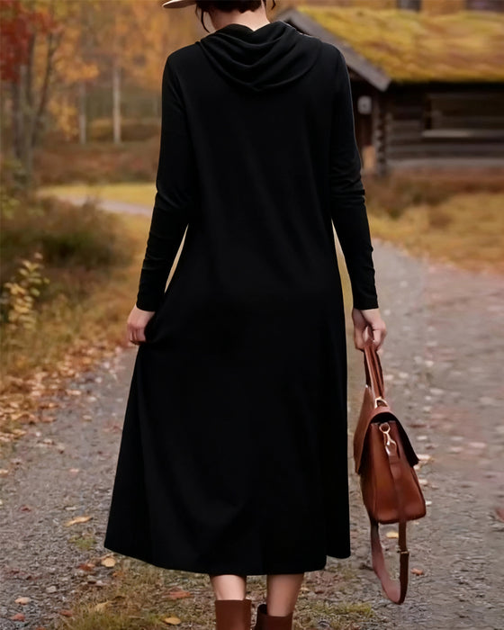 Robe décontractée simple de couleur unie avec poche