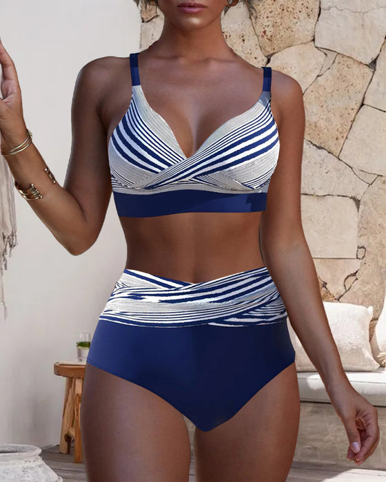 Bikini Rayé Push-Up Deux Pièces