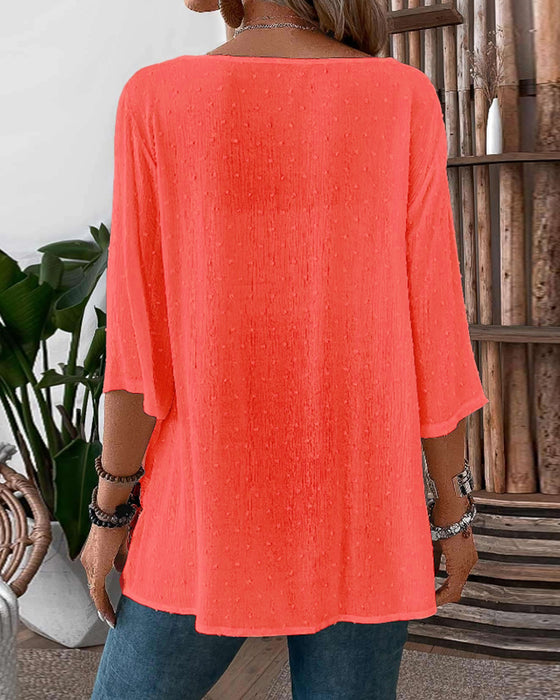 Haut patchwork de couleur unie décontracté