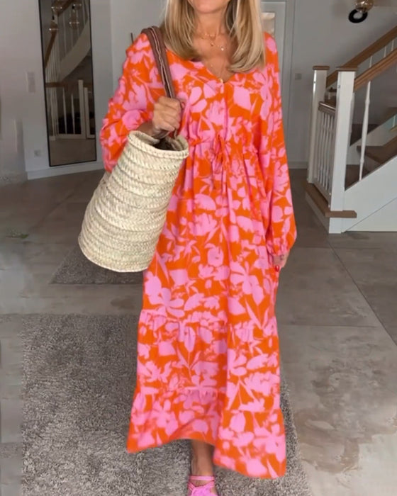 Robe à manches longues et imprimé floral