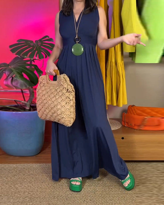 Robe longue slim élégante sans manches