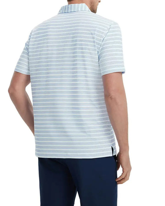 T-Shirt Col Bleu Et Blanc Fine Rayure