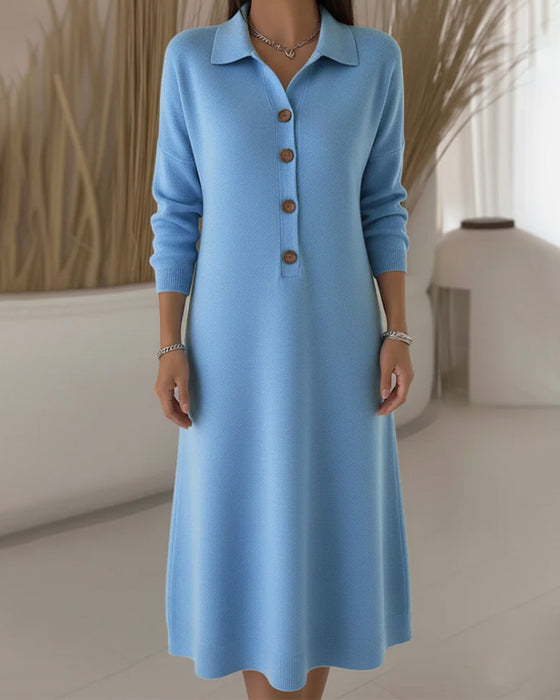 Robe À Revers Boutonnée Et Élégante