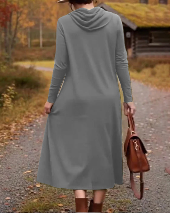 Robe décontractée simple de couleur unie avec poche