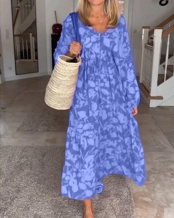 Robe à manches longues et imprimé floral