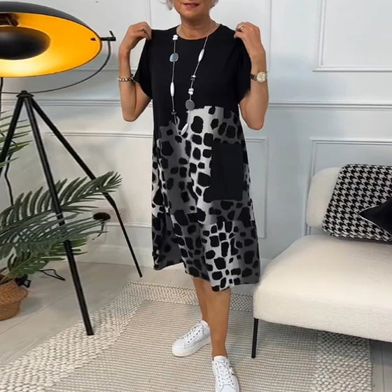 Robe imprimée à manches courtes et col rond