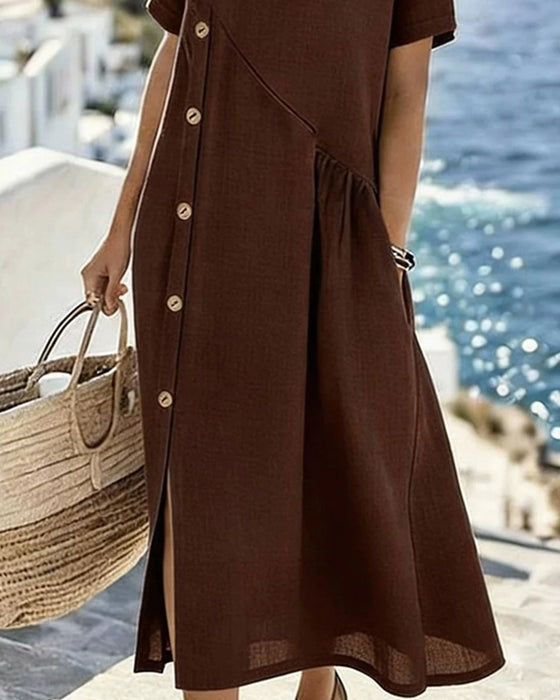 Robe Bouton Décor Décontractée