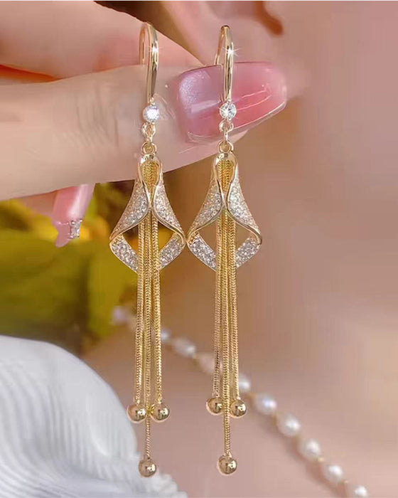 ✨ Boucles D'oreilles Élégantes Franges En Forme De Diamant 💎