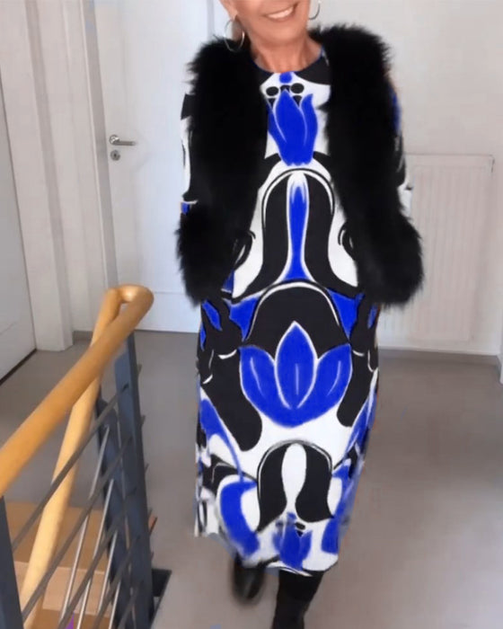 Robe imprimée à col rond