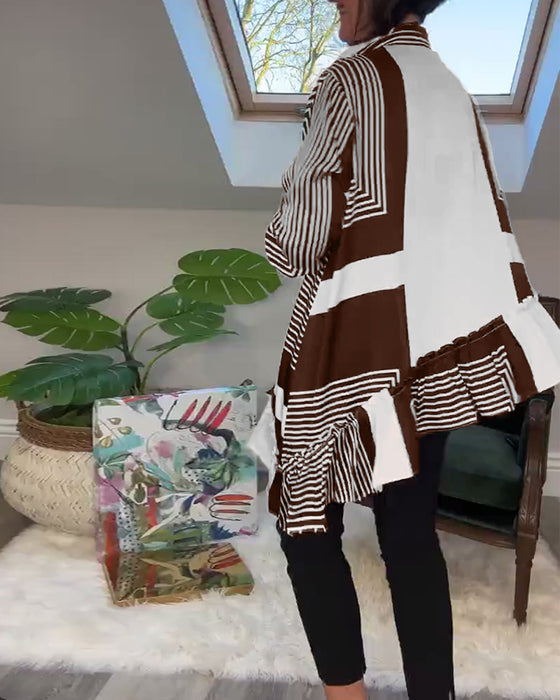 Chemise patchwork irrégulière à boutons imprimés à la mode