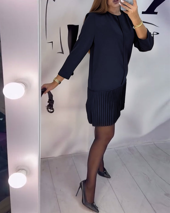 Robe À Manches Trois Quarts À Plis Accordéon