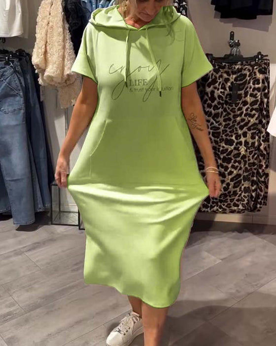 Robe À Capuche Décontractée Cordon