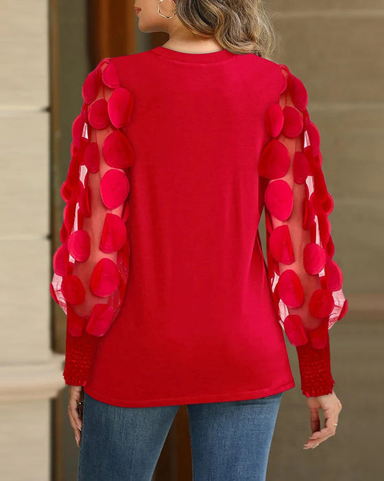 Chemisier Manche Décorative Tridimensionnelle Plissée