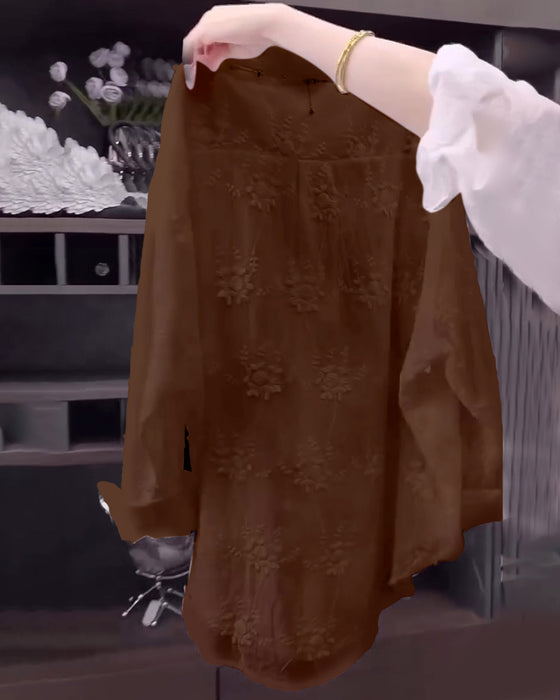 Chemise Uni Brodée Épaules Tombées