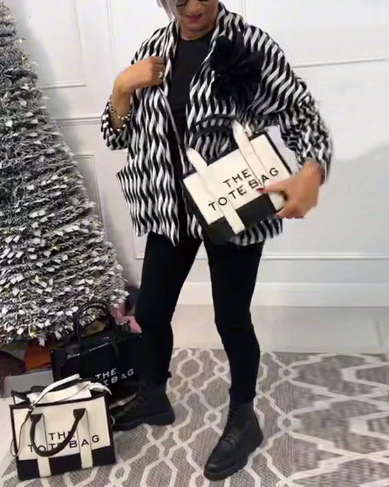 Sac fourre-tout tendance avec coutures bicolores