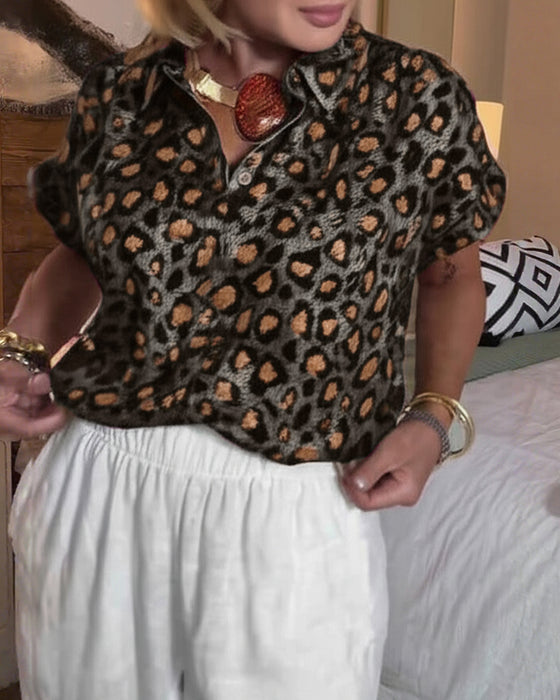 Chemisier décontracté imprimé léopard