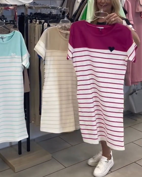 Robe Col Rond Décontracté Rayé