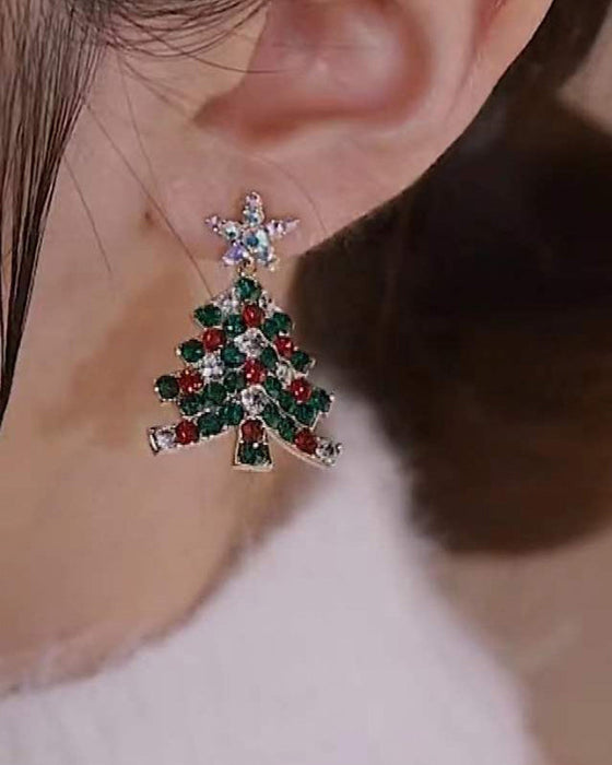 Boucles d'oreilles à tige en forme de sapin de noël