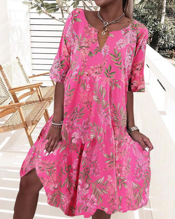 Robe droite à imprimé floral