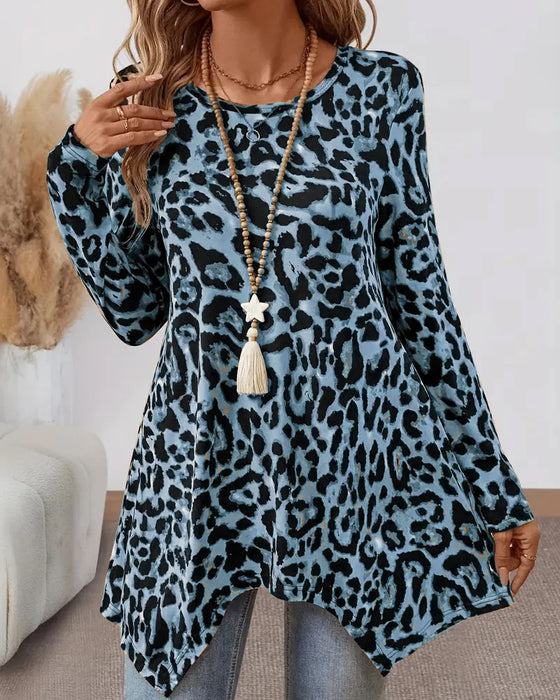 T-shirt Décontracté Polyvalent Avec Imprimé Léopard