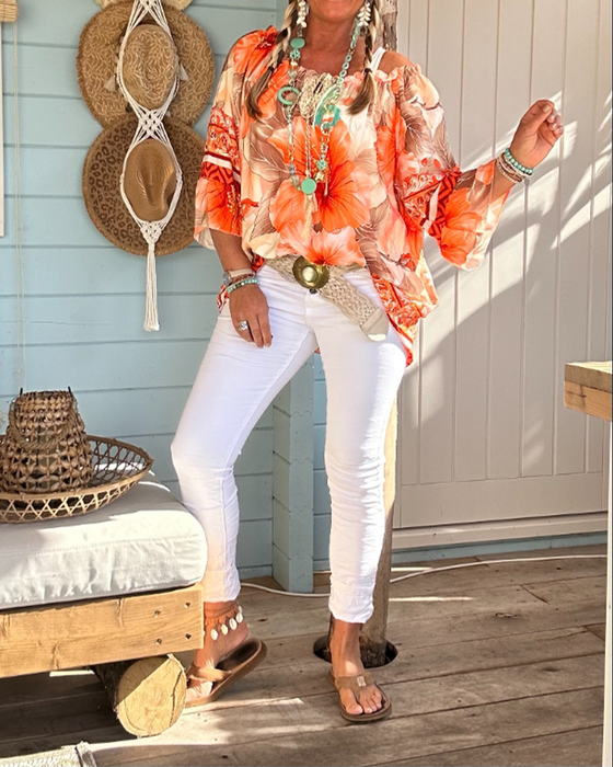 Blouse Off-Shoulder Imprimé Resort