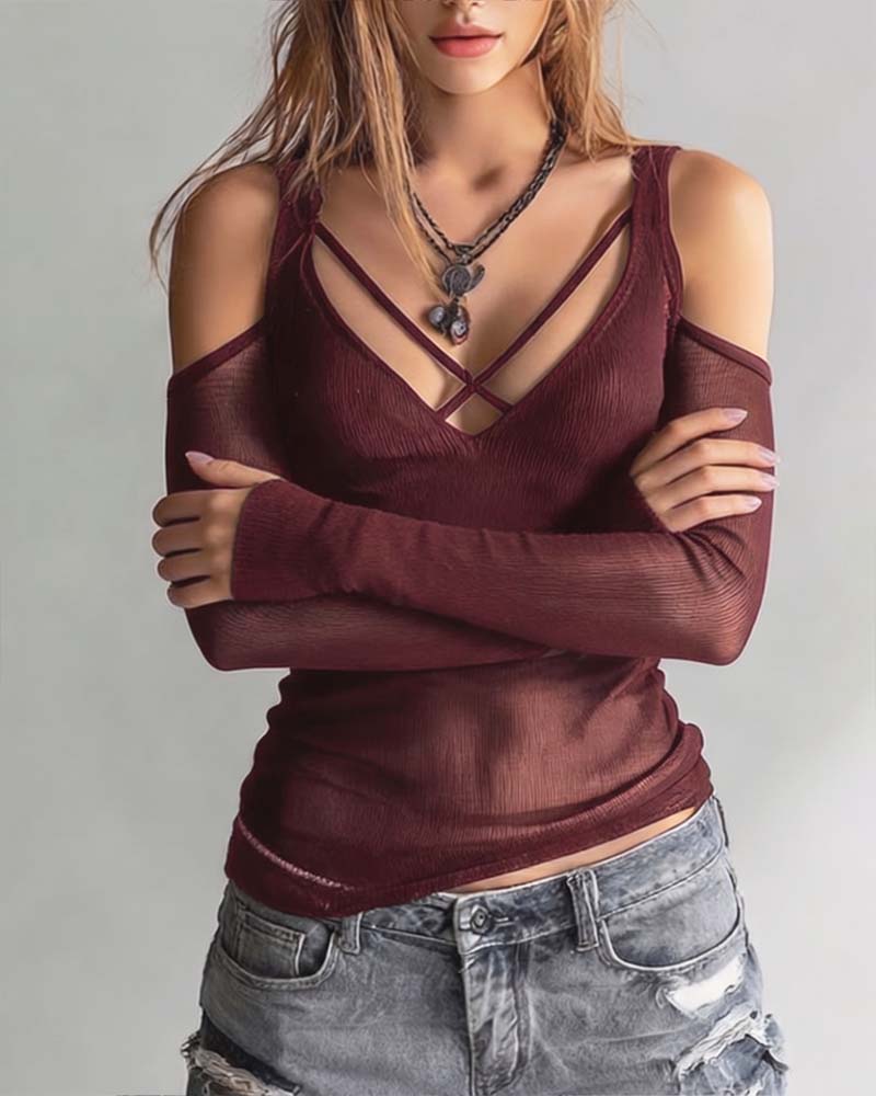 Chemisier Croisé Col V Off-Shoulder