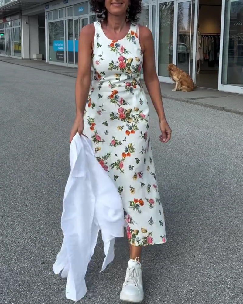 Robe Sans Manches Imprimée Décontractée