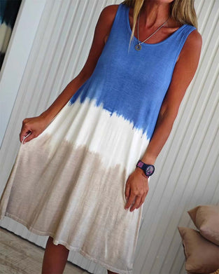 Robe décontractée sans manches tie-dye