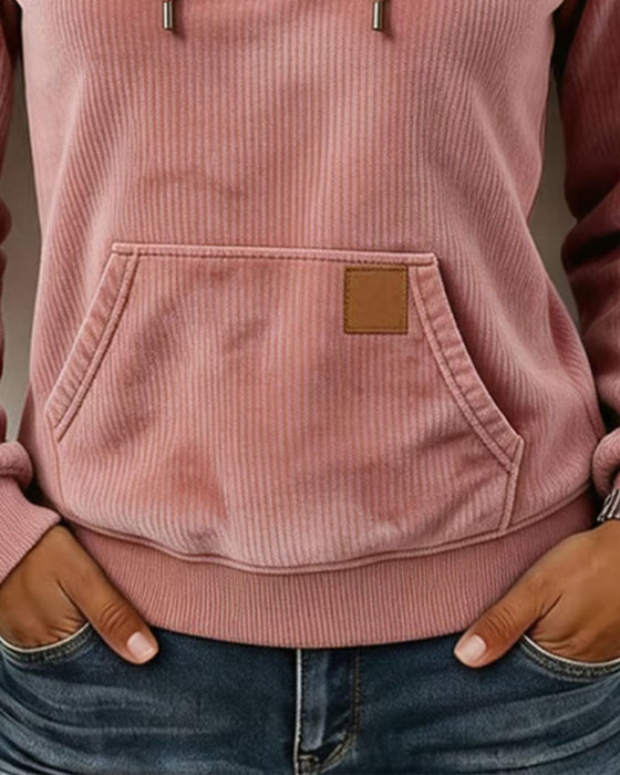 Sweat À Capuche Velours Côtelé Demi-Zip À Capuche