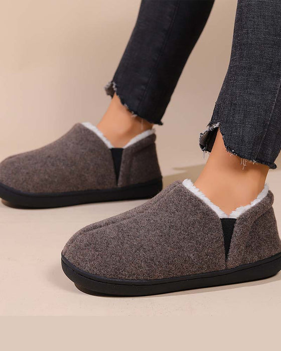 Chaussures plates tout compris en peluche de couleur unie