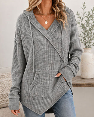 Sweat À Capuche Gaufré Cordon Poche