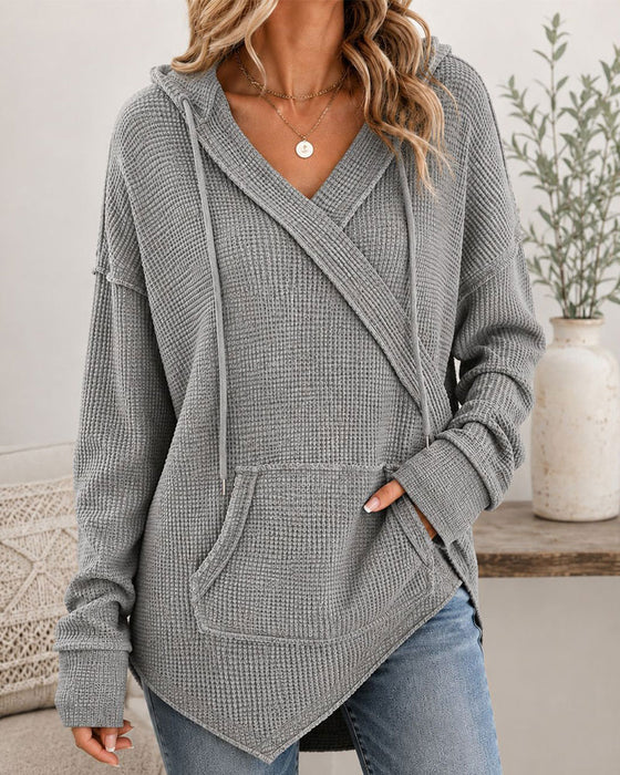 Sweat À Capuche Gaufré Cordon Poche