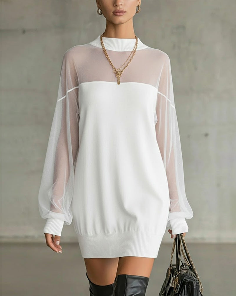 Robe Manche Lanterne Unie Patchwork