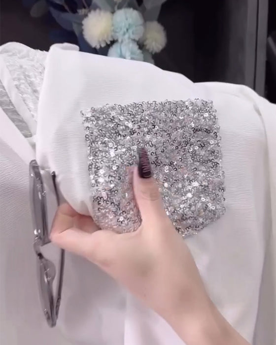 Chemise À Paillettes À Revers Et Manches Longues