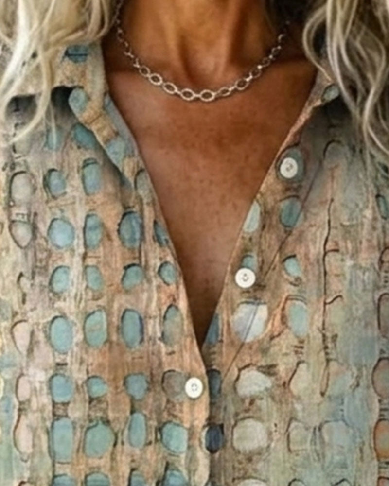 Chemise Dégradé Pois Col Manches Longues