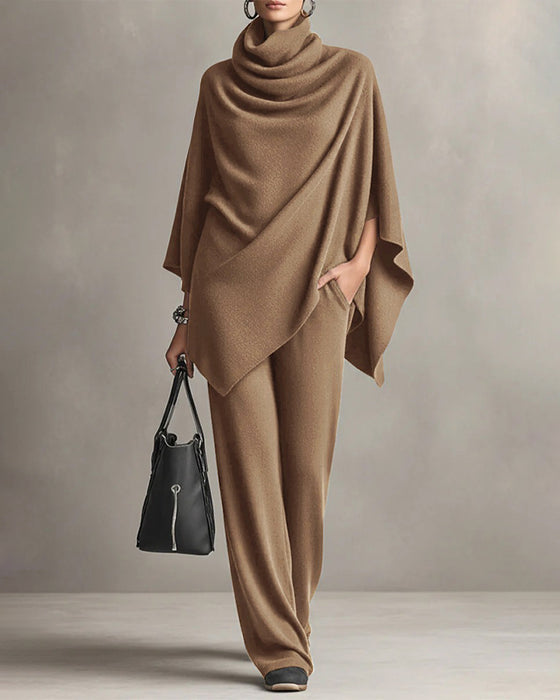 Ensemble Col Roulé Haut Jambe Large Pantalon