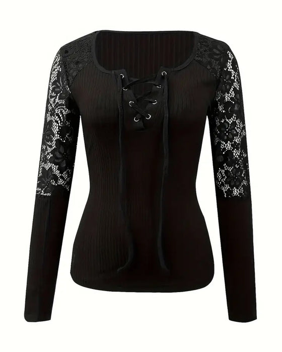 Blouse à Col Lié Tricoté