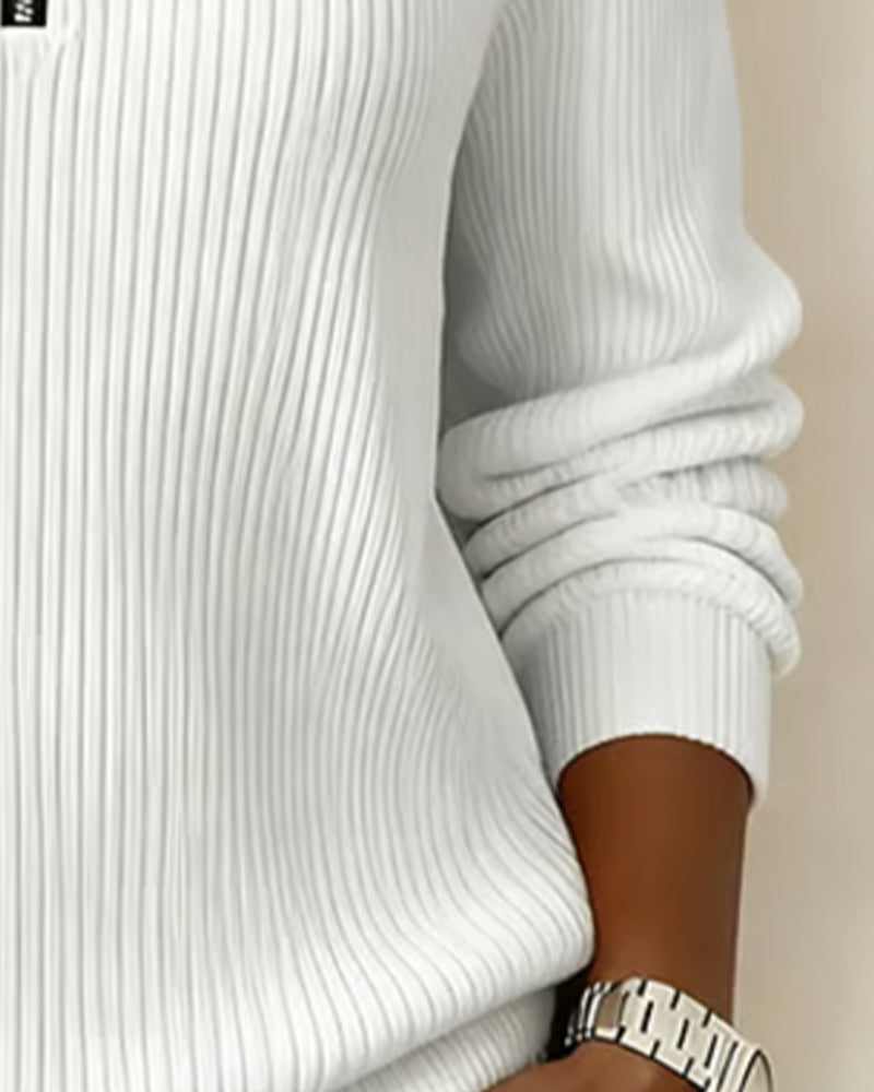 Sweat Décontracté Uni À Demi-Fermeture Éclair