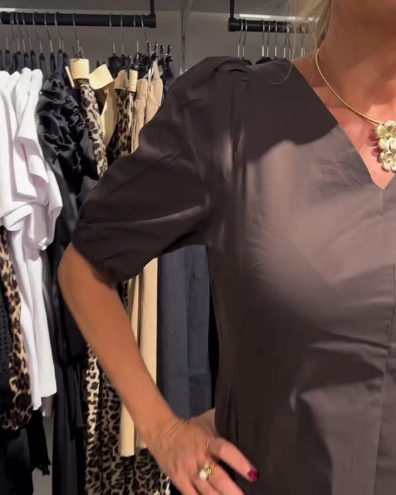 Robe Col V Poche Décontractée