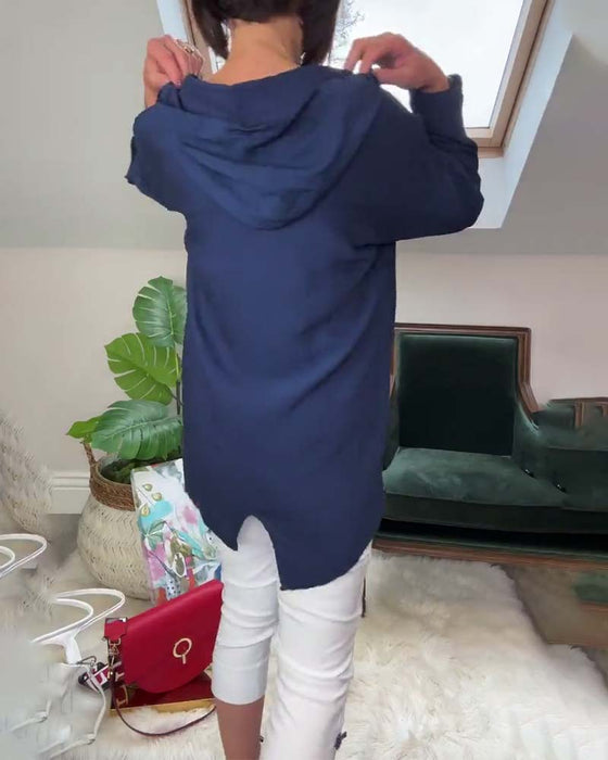 Haut à capuche décontracté à manches longues brodé de lettres florales