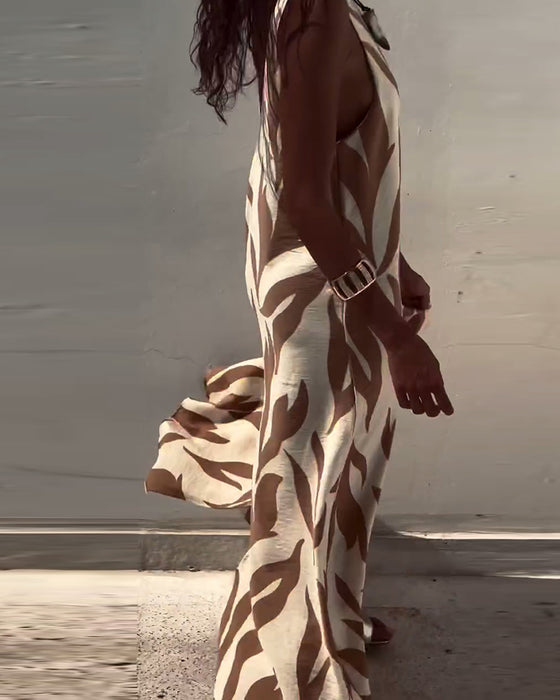 Robe Sans Manches Dos Nu Imprimée