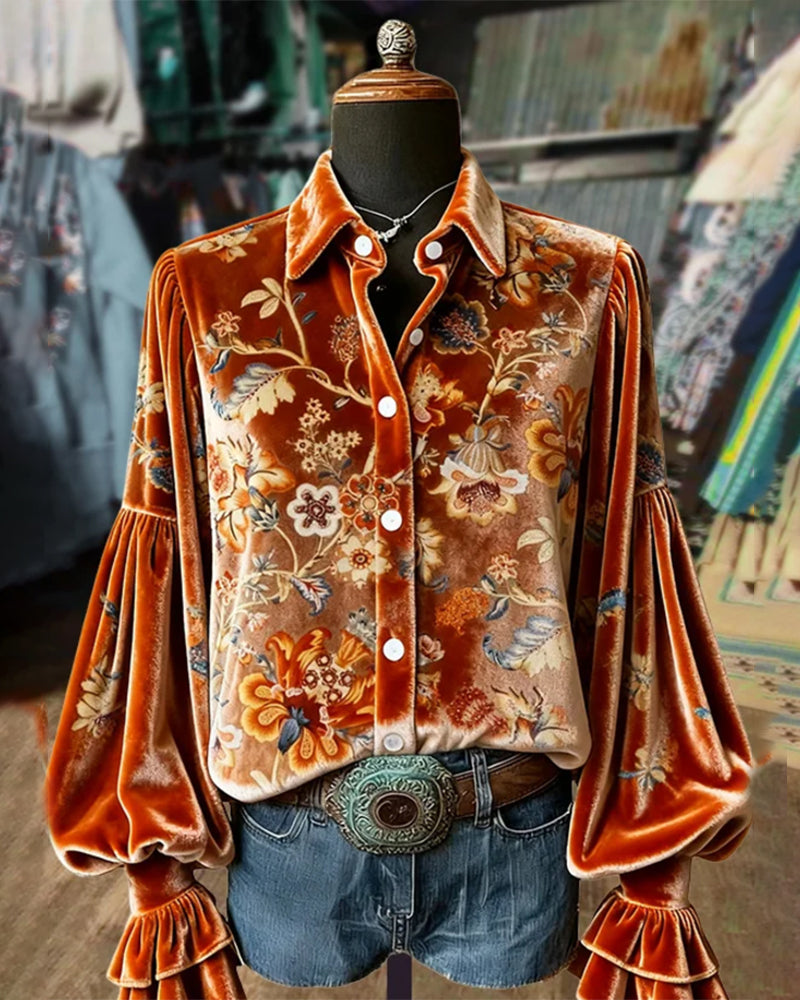 Chemise Imprimée À Manches Ballon