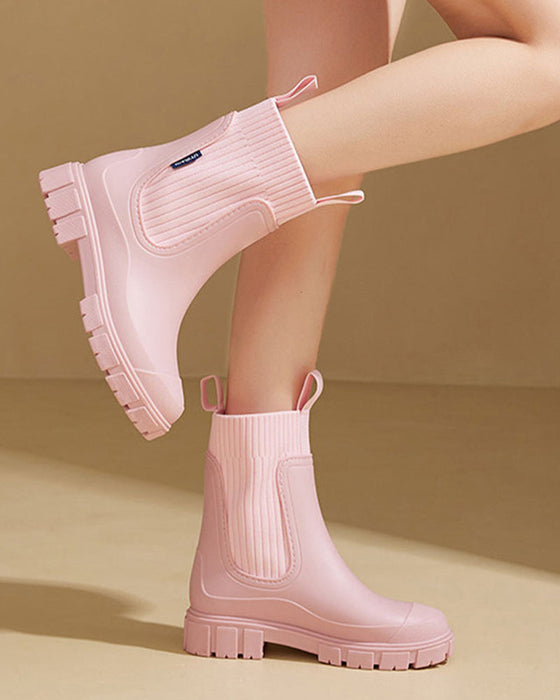 ☔️Bottes Imperméable Anti-Dérapant Semelle Épaisse Mi-Mollet